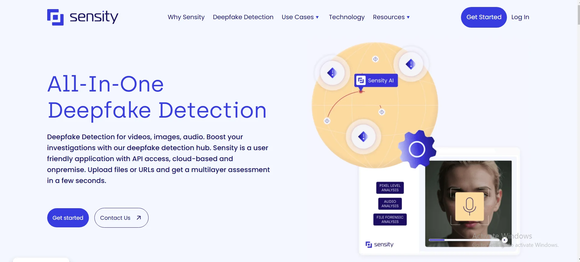 Sensity deepfake detection main page