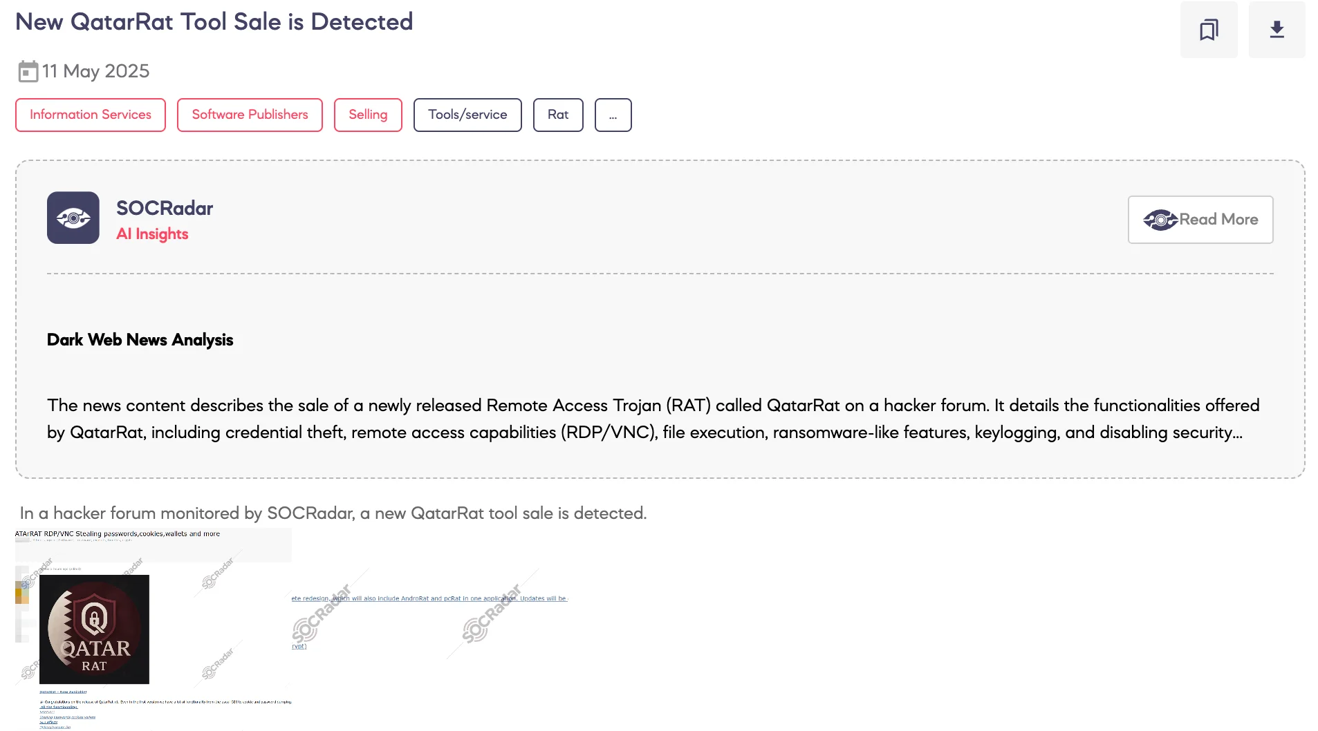 New QatarRat Tool Sale is Detected