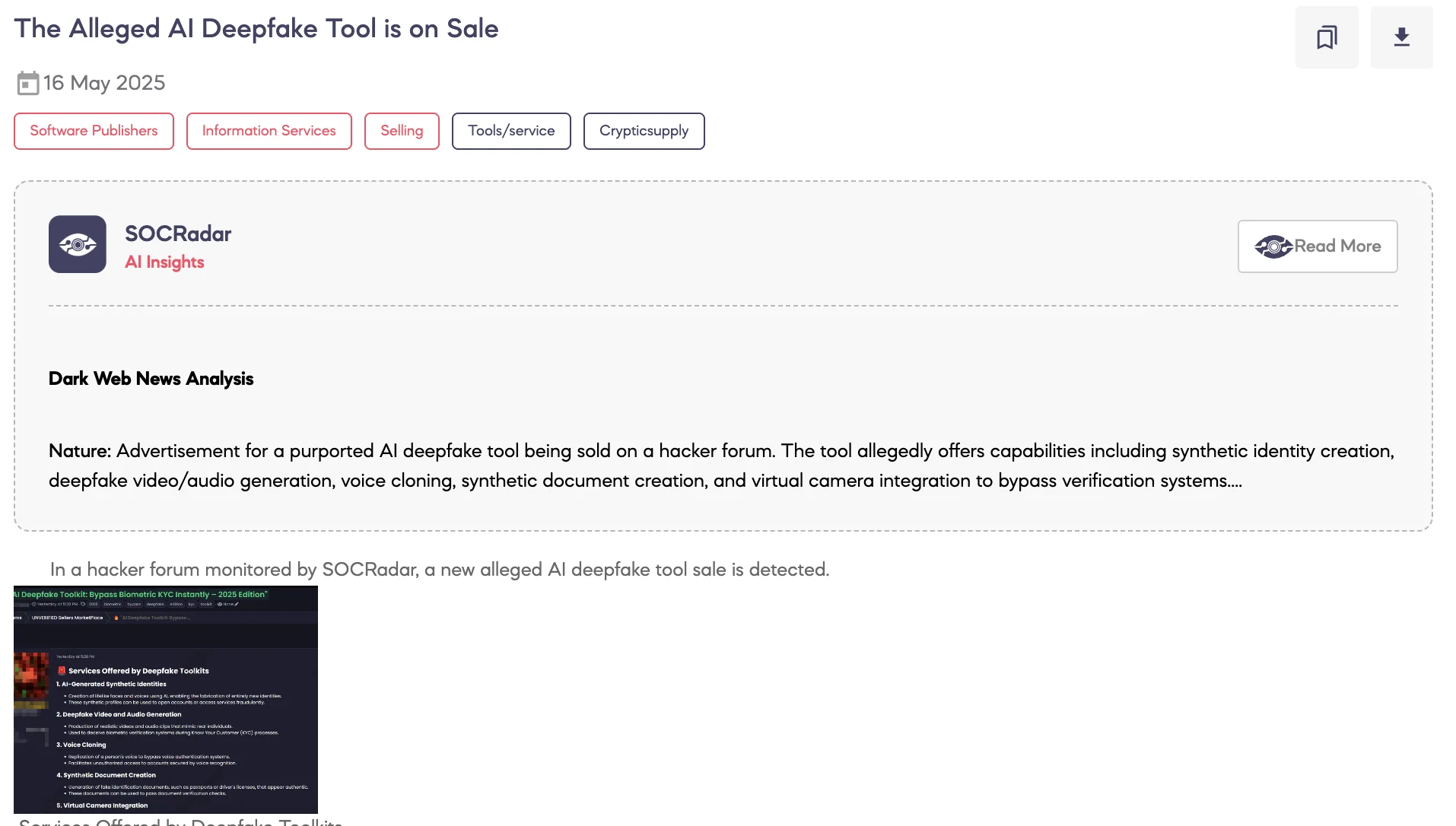 A suposta ferramenta de AI Deepfake está à venda