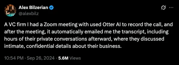 An accidental data leak from an AI note taking application - Source