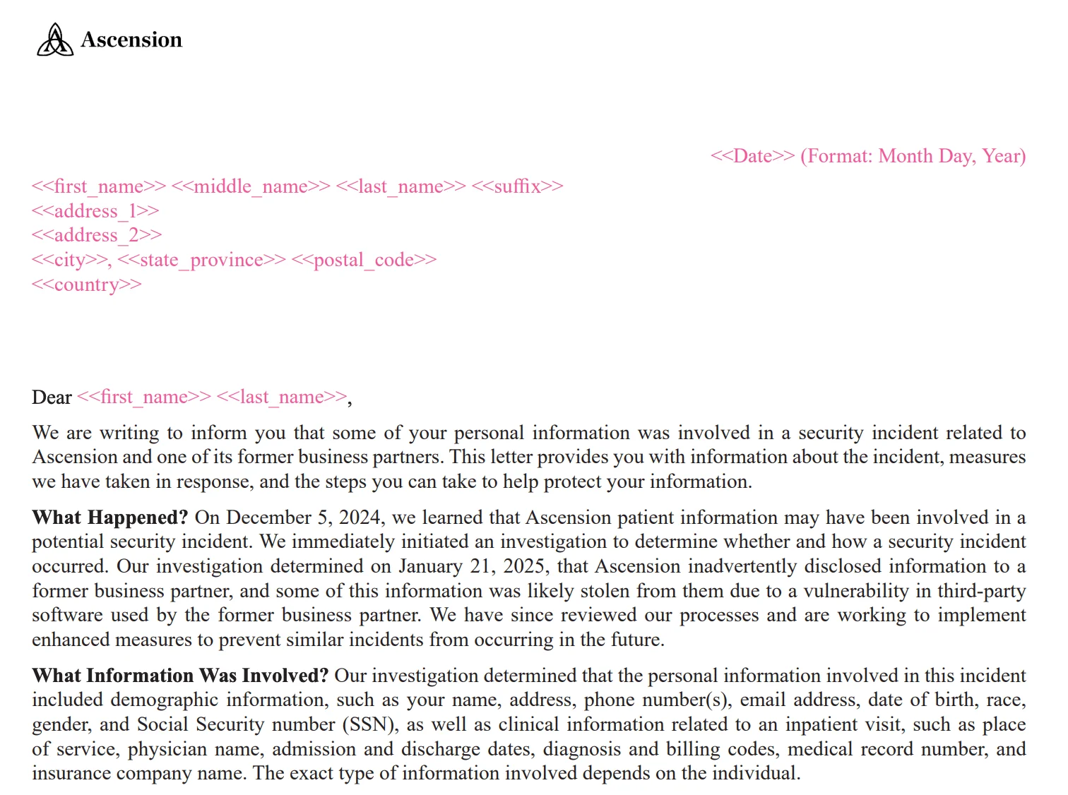 Data breach notification by Ascension (mass.gov)