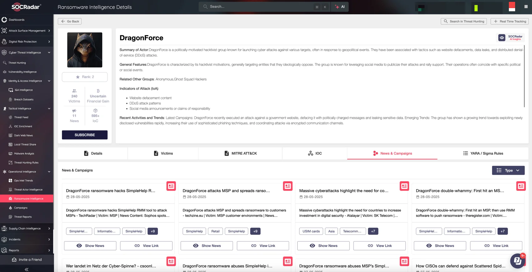 Details about DragonForce, SOCRadar’s Ransomware Intelligence