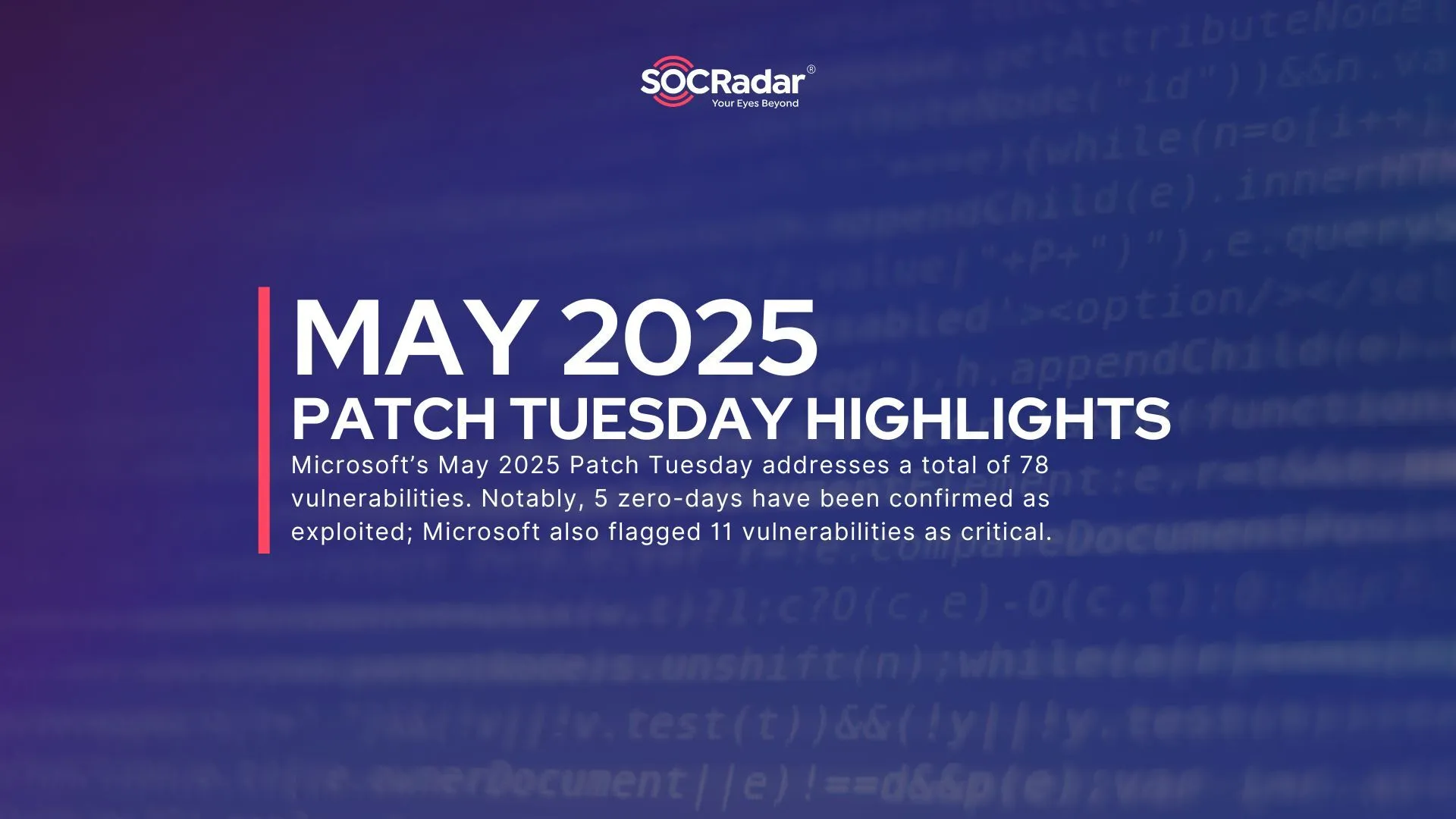 SOCRadar® Cyber Intelligence Inc. | May 2025 Patch Tuesday: 78 Flaws, 5 Exploited, & Critical SAP Fixes
