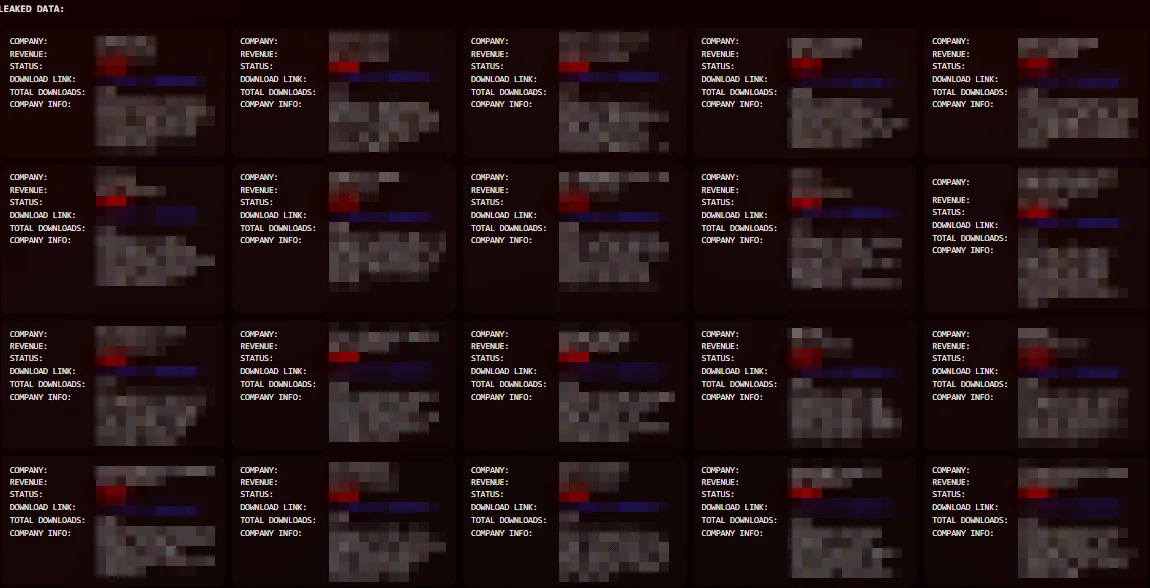 Silent Ransom Group’s DLS, Leaked Data section