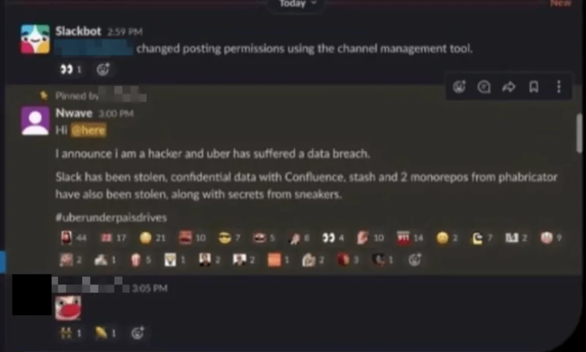 The attacker used a compromised account to send a message on the company’s Slack workspace