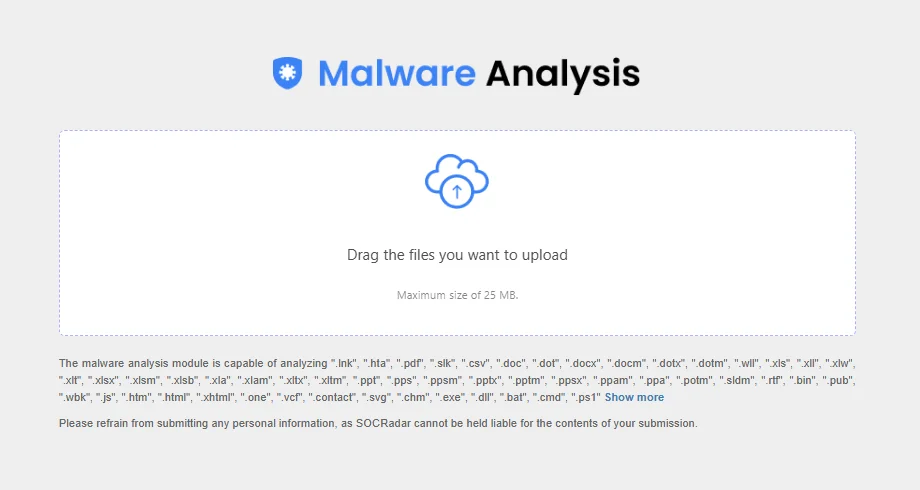 SOCRadar's Malware Analysis feature