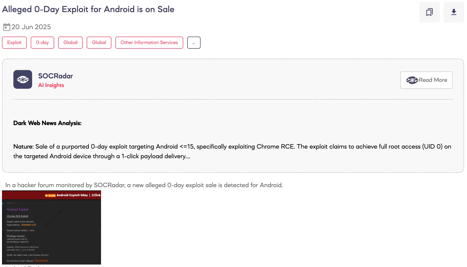 Alleged 0-Day Exploit for Android is on Sale