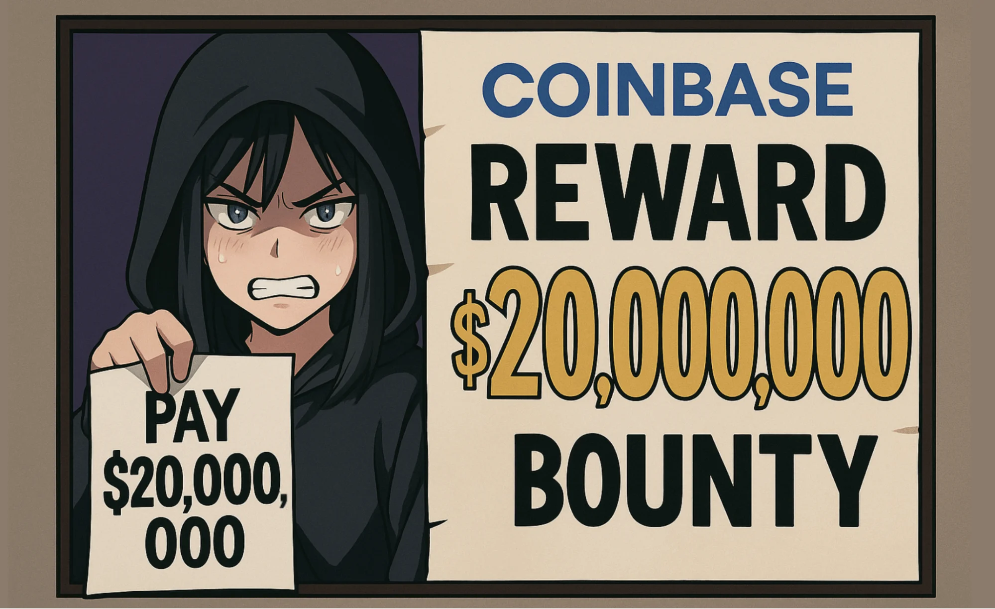 Coinbase puts a $20M bounty on an insider-linked threat actor. Created with DALL-E.