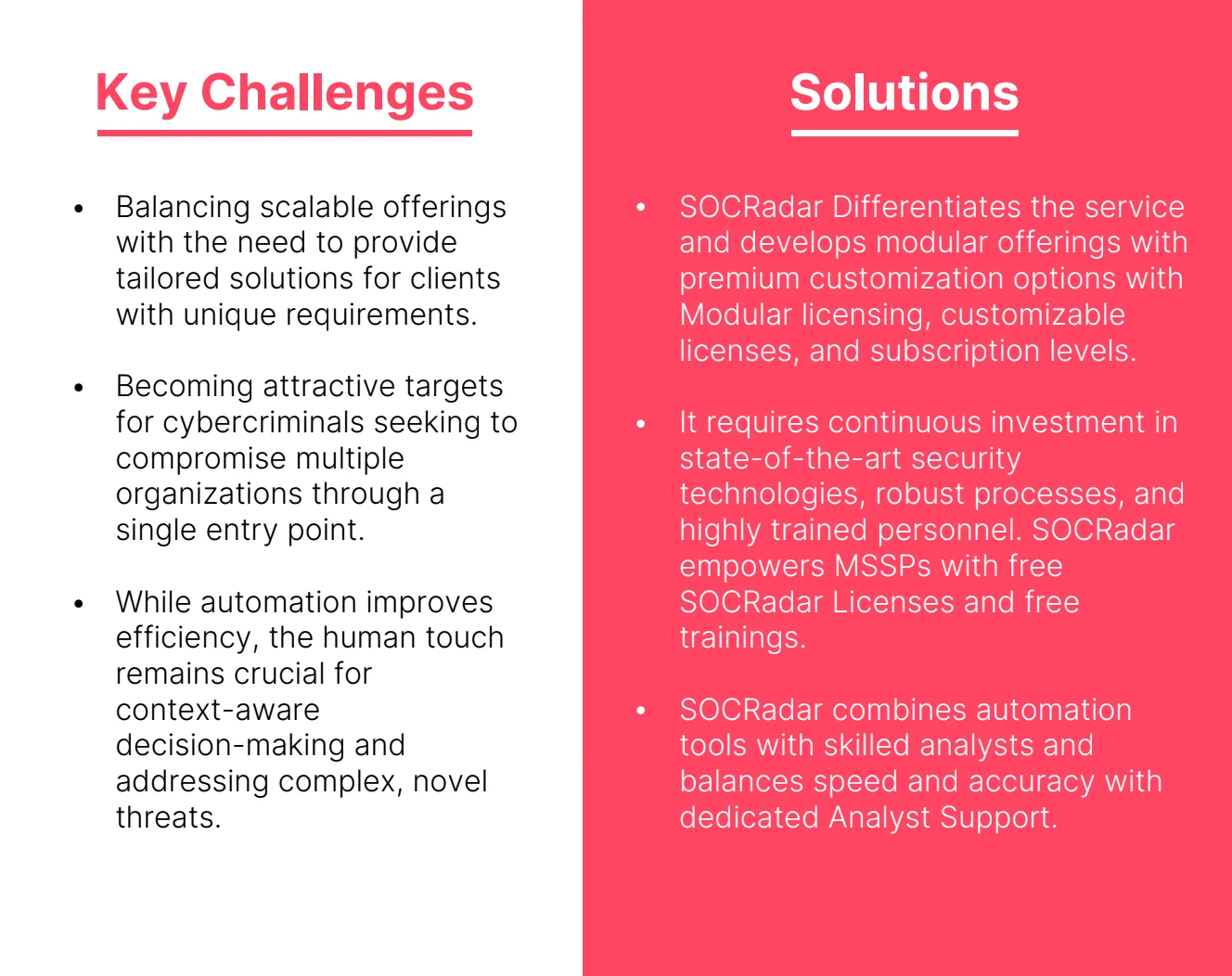 What are the key challenges for MSSPs?