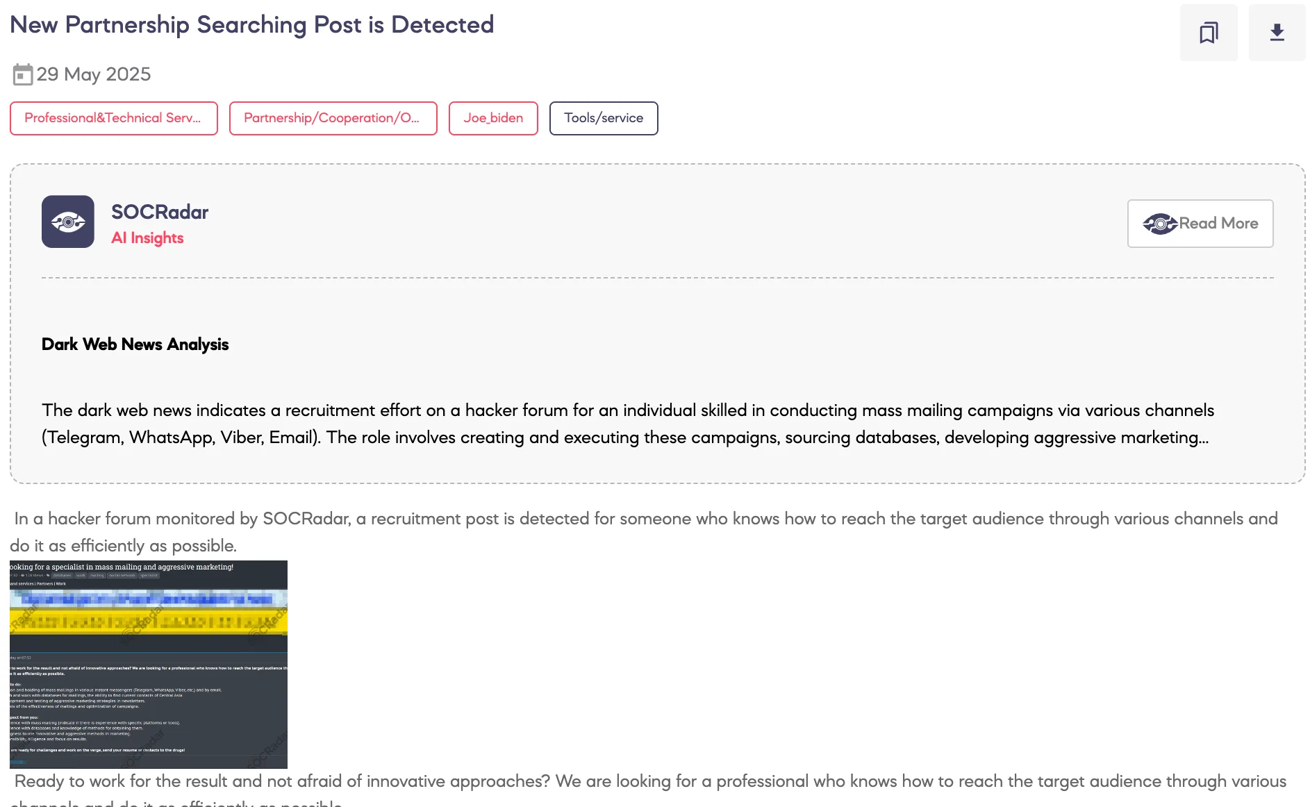 New Partnership Searching Post is Detected