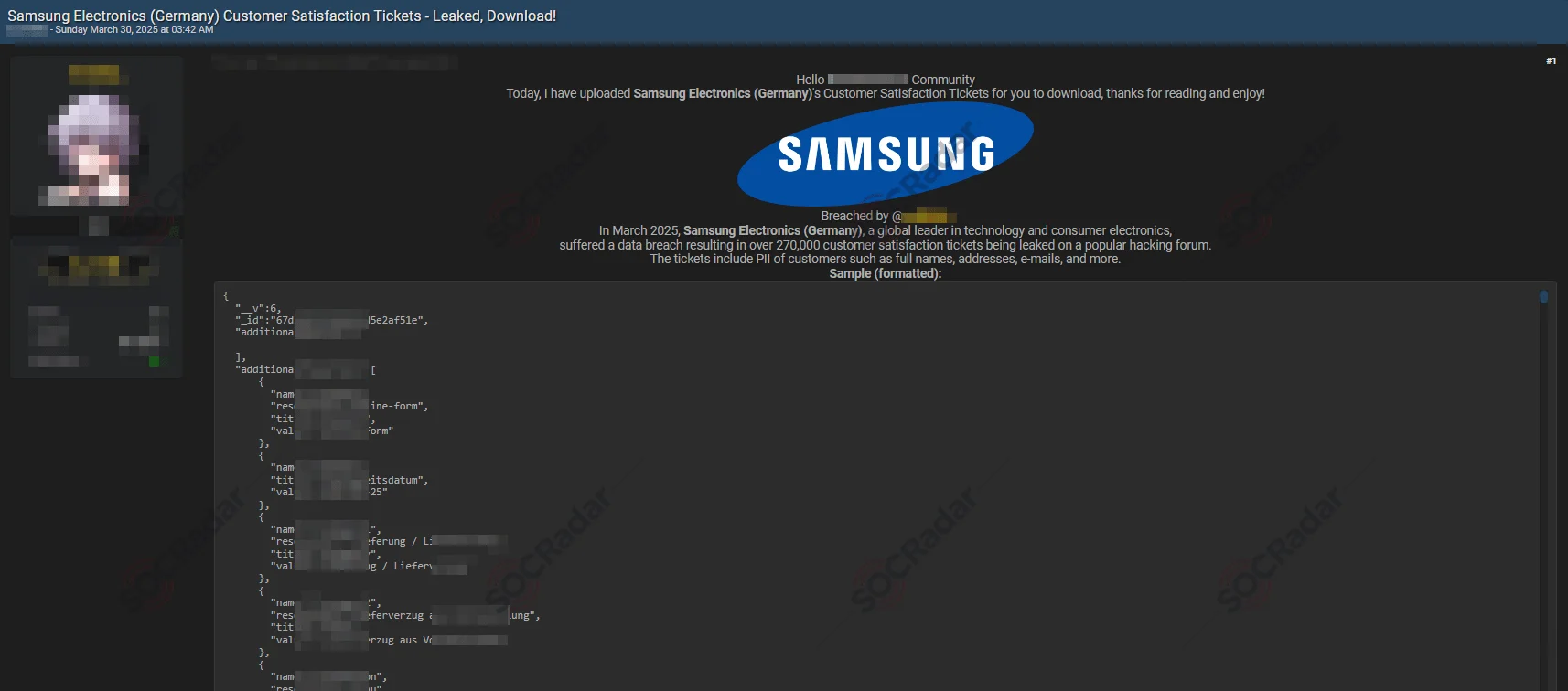 Alleged Database of Samsung Deutschland is Leaked