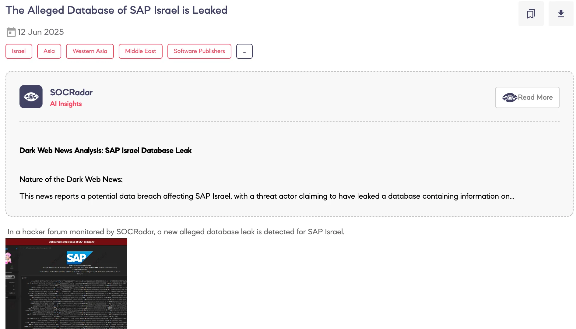 Alleged Database of SAP Israel is Leaked