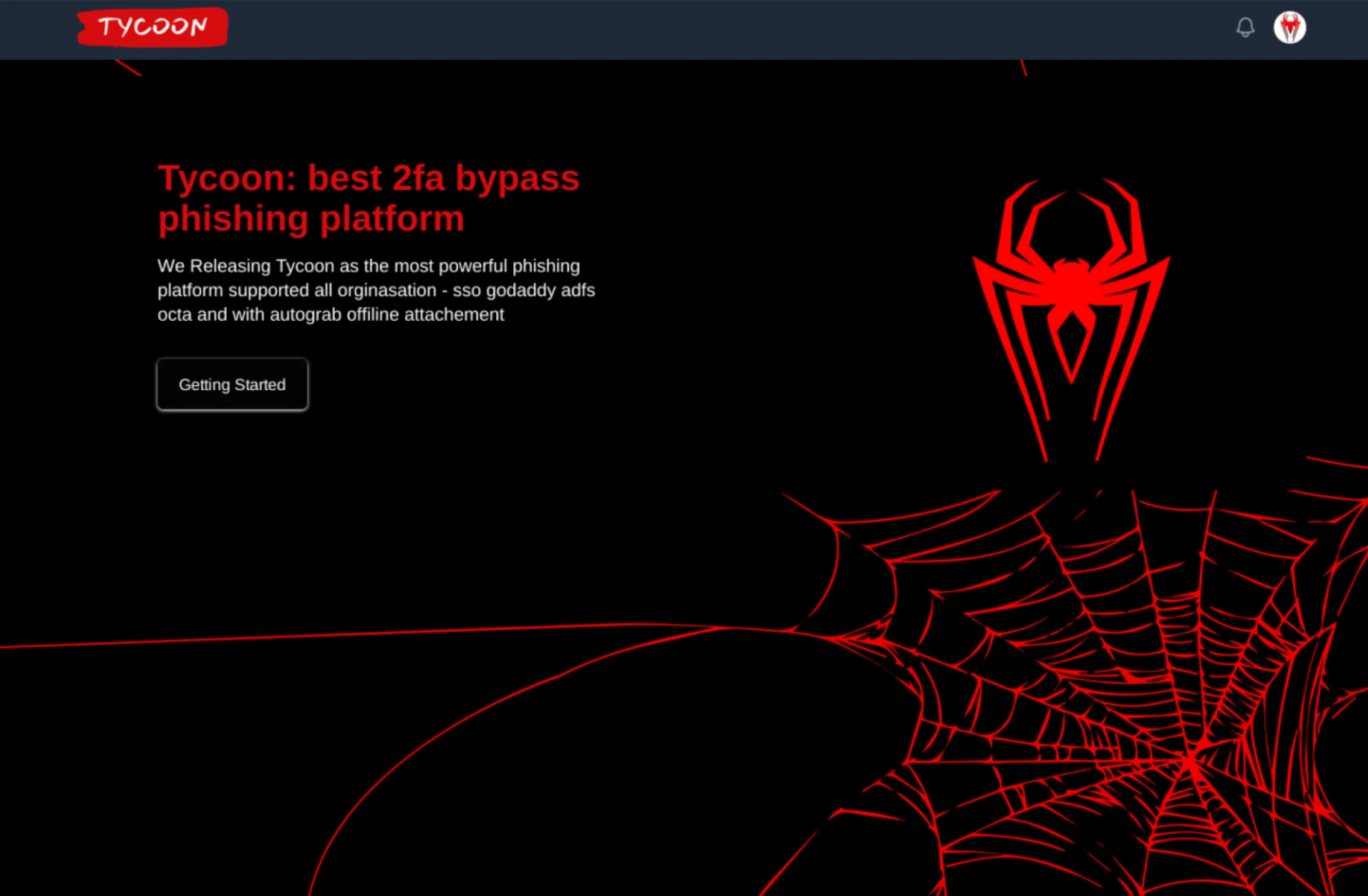 The 2023 Tycoon PhaaS platform website at tycoongroup[.]ws 