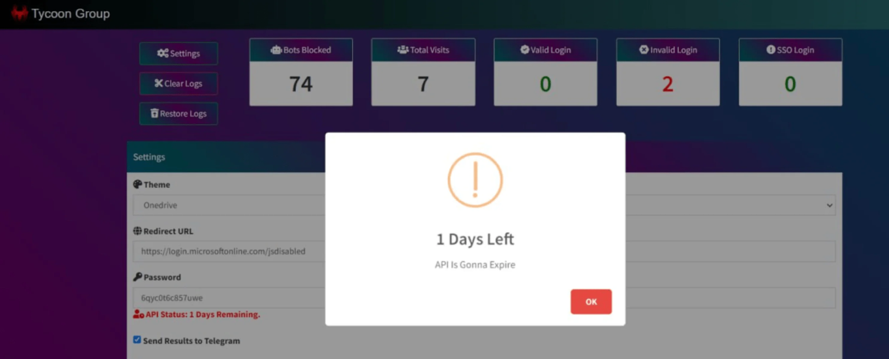 The admin panel (Sekoia)