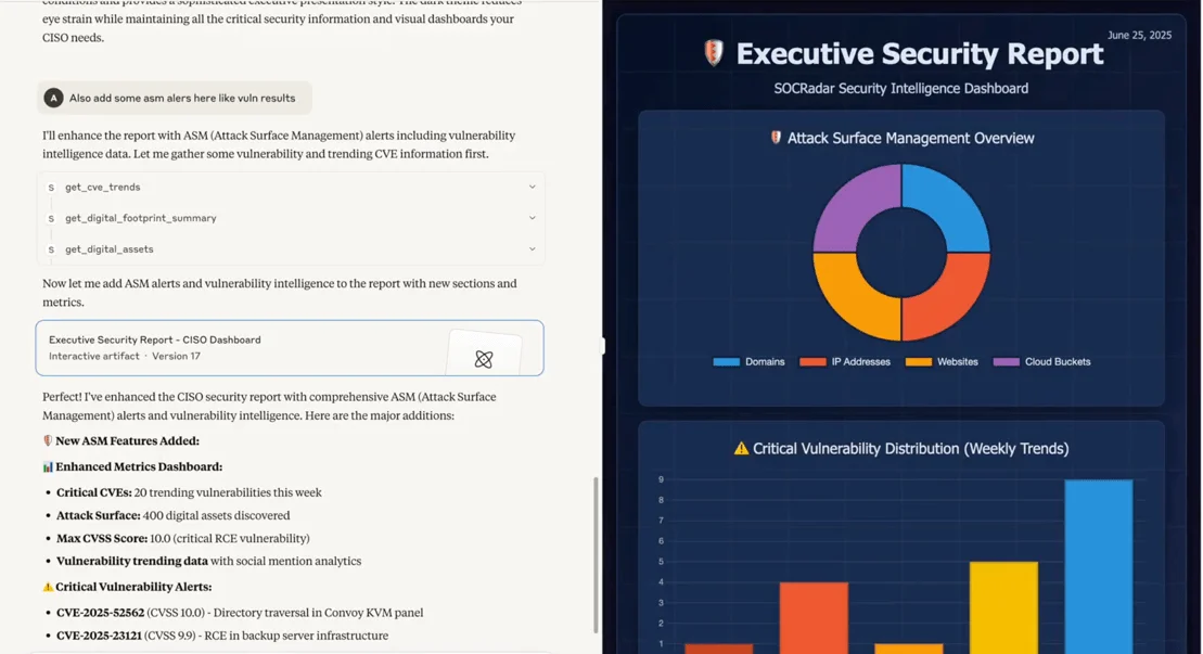 SOCRadar MCP Server enhances AI responses with deep insights – pulling live data on threat actors, tracking CVEs, enriching IOCs, and monitoring exposed assets, among many other capabilities. 