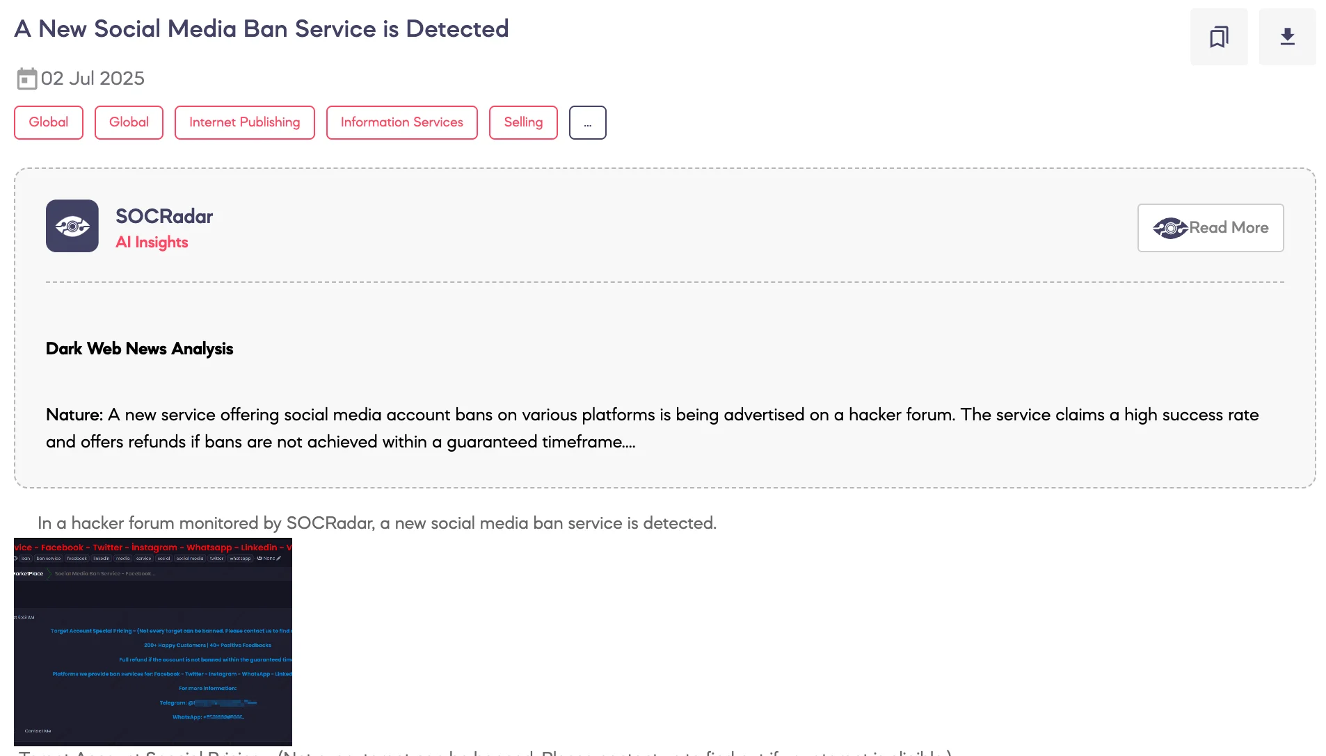 A New Social Media Ban Service is Detected 