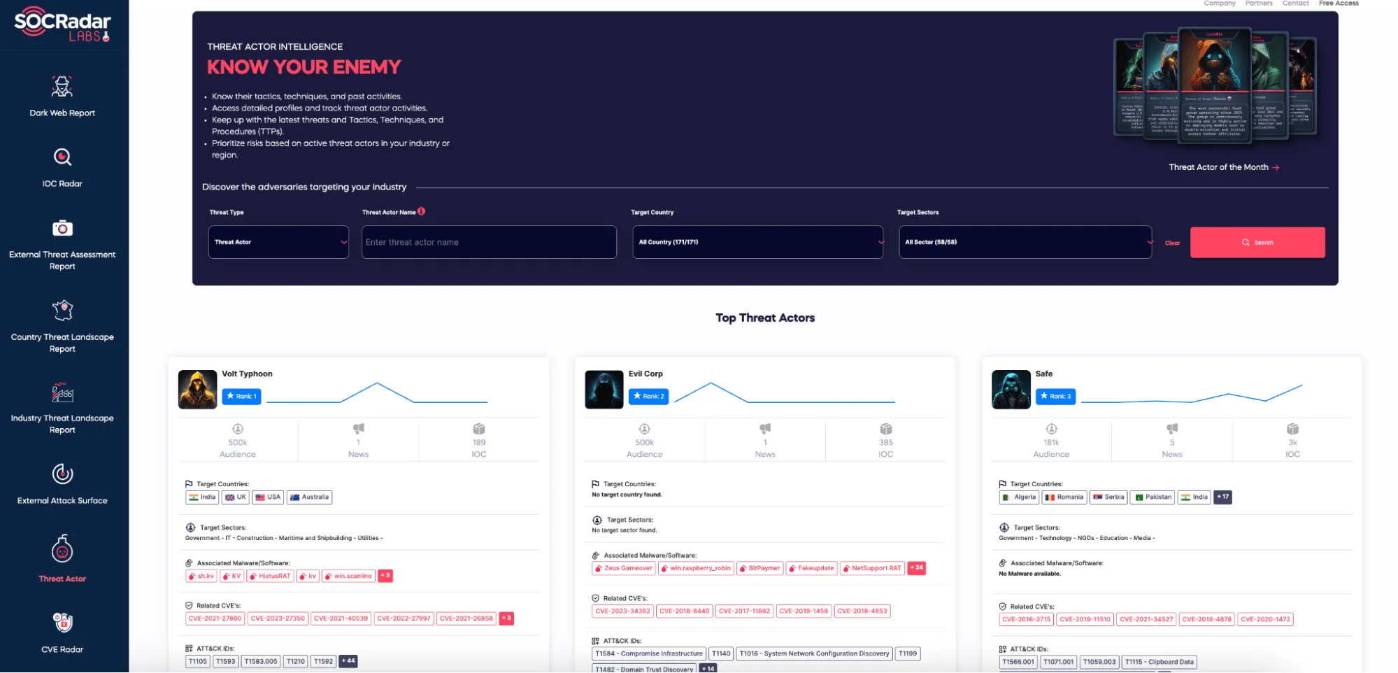 SOCRadar enhances cybersecurity measures with its Threat Actor Intelligence Module, which features advanced Threat Actor Tracking capabilities for organizations that want to stay ahead of cyber threats in real time.