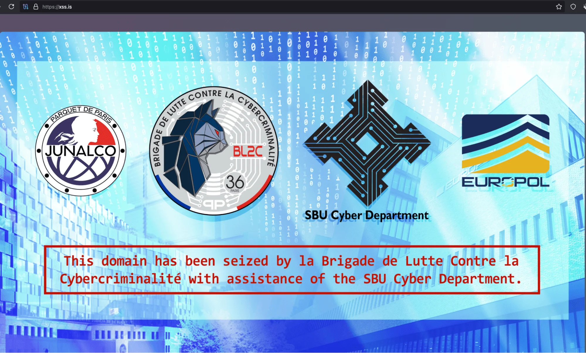 Now seized xss.is domain