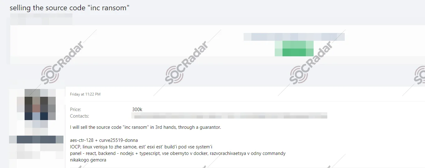 Alleged sale of INC Ransomware’s source code