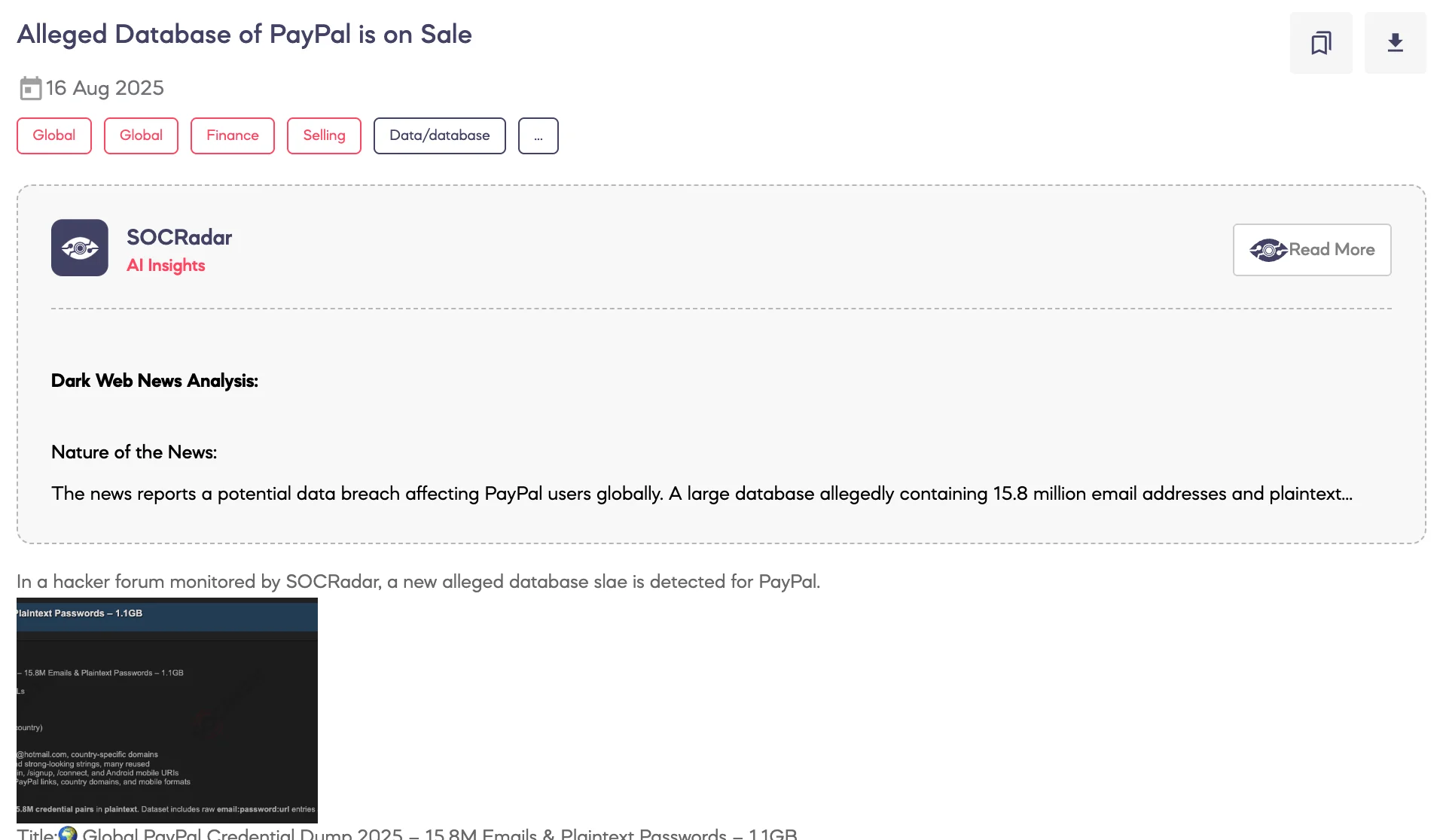 Alleged Database of PayPal is on Sale