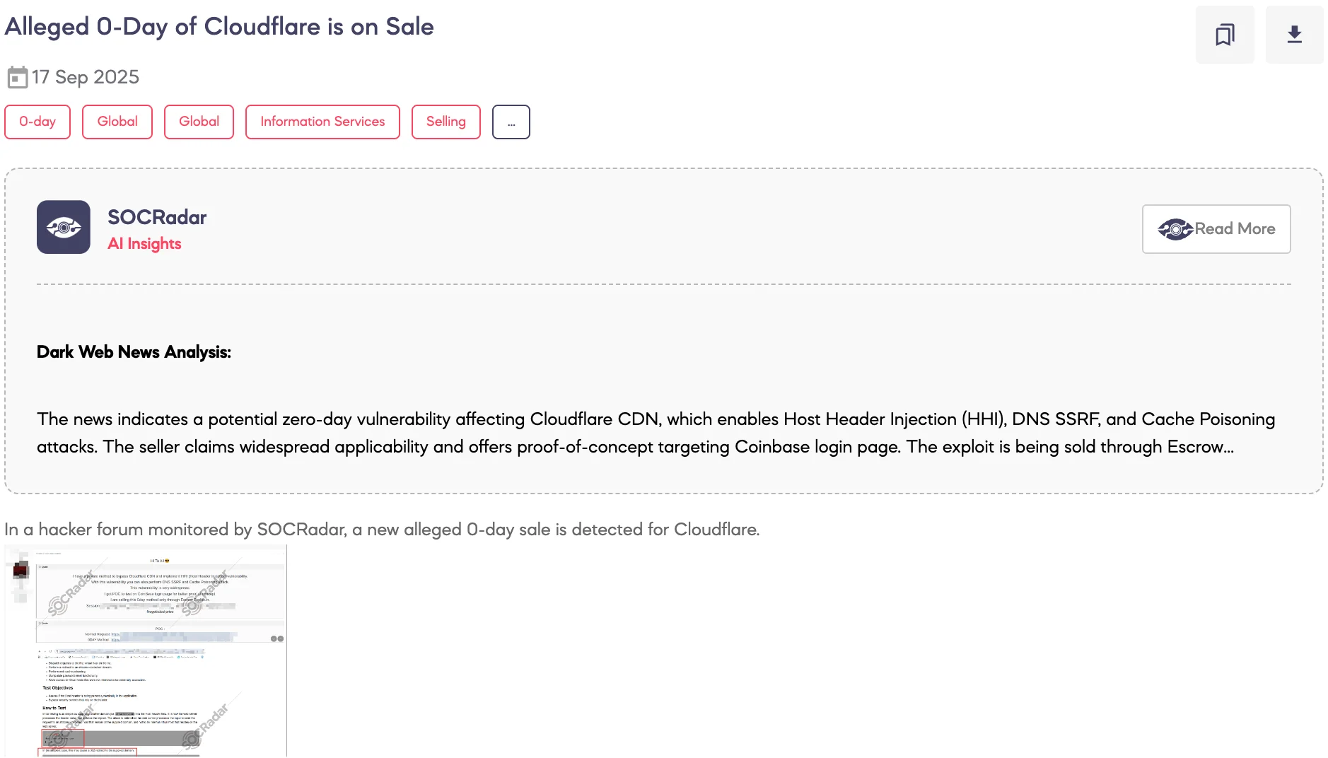 Alleged 0-Day of Cloudflare is on Sale