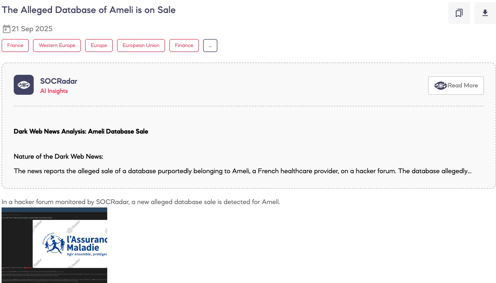 Alleged Database of Ameli is on Sale