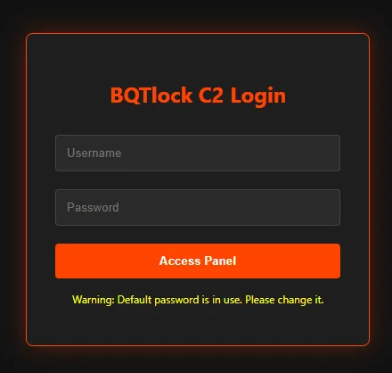 Login screen for C2 IPs