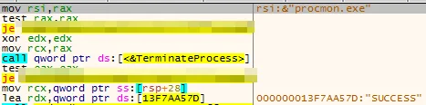 BQTLock detecting procmon.exe