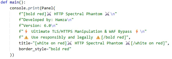 Console banner from the HTTP Spectral Phantom tool