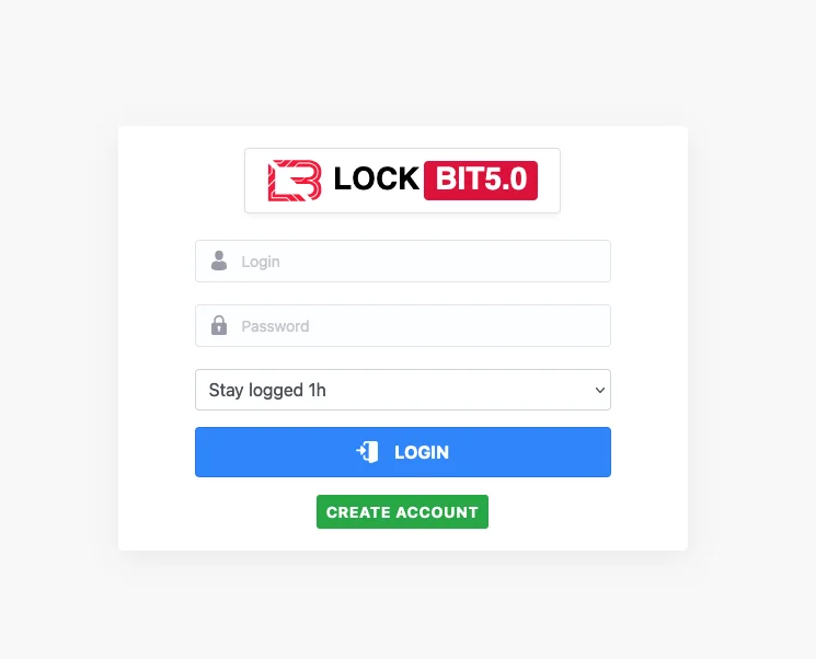 LockBit 5.0 login panel