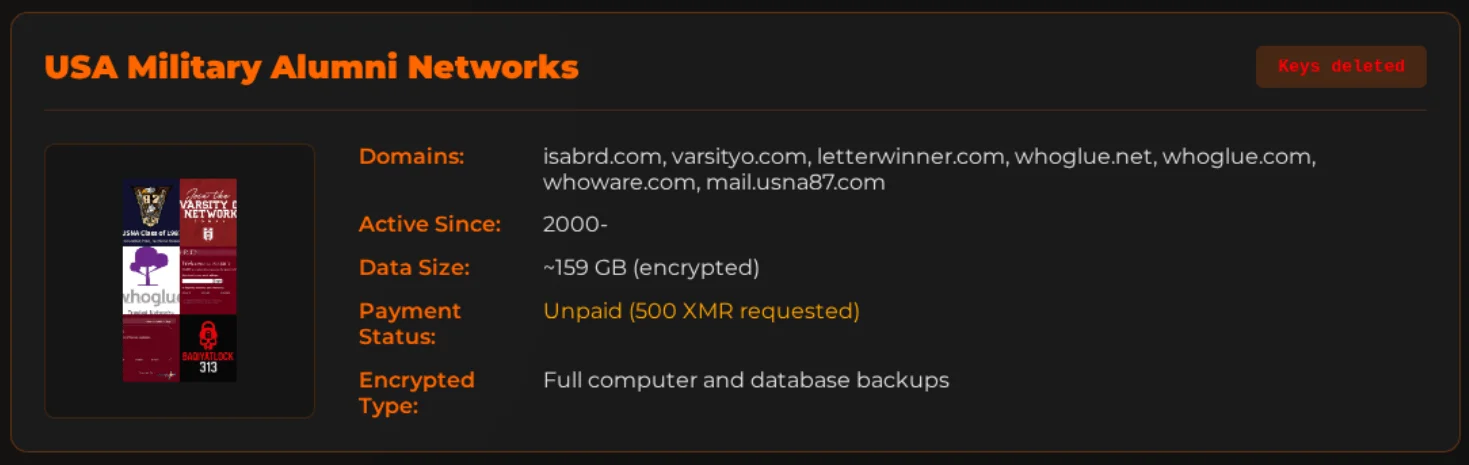 Victim posting on their data leak site (DLS)