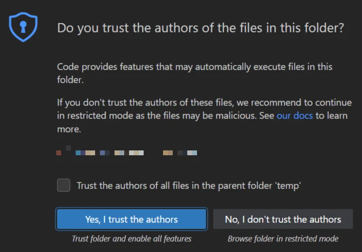 The Workspace Trust feature in VSCode