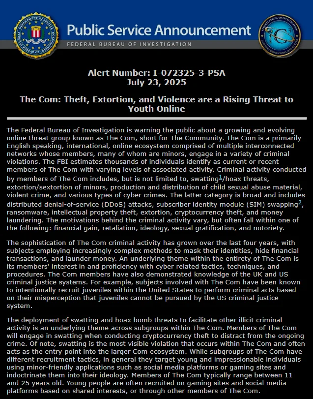 FBI Alert I-072325-3-PSA
