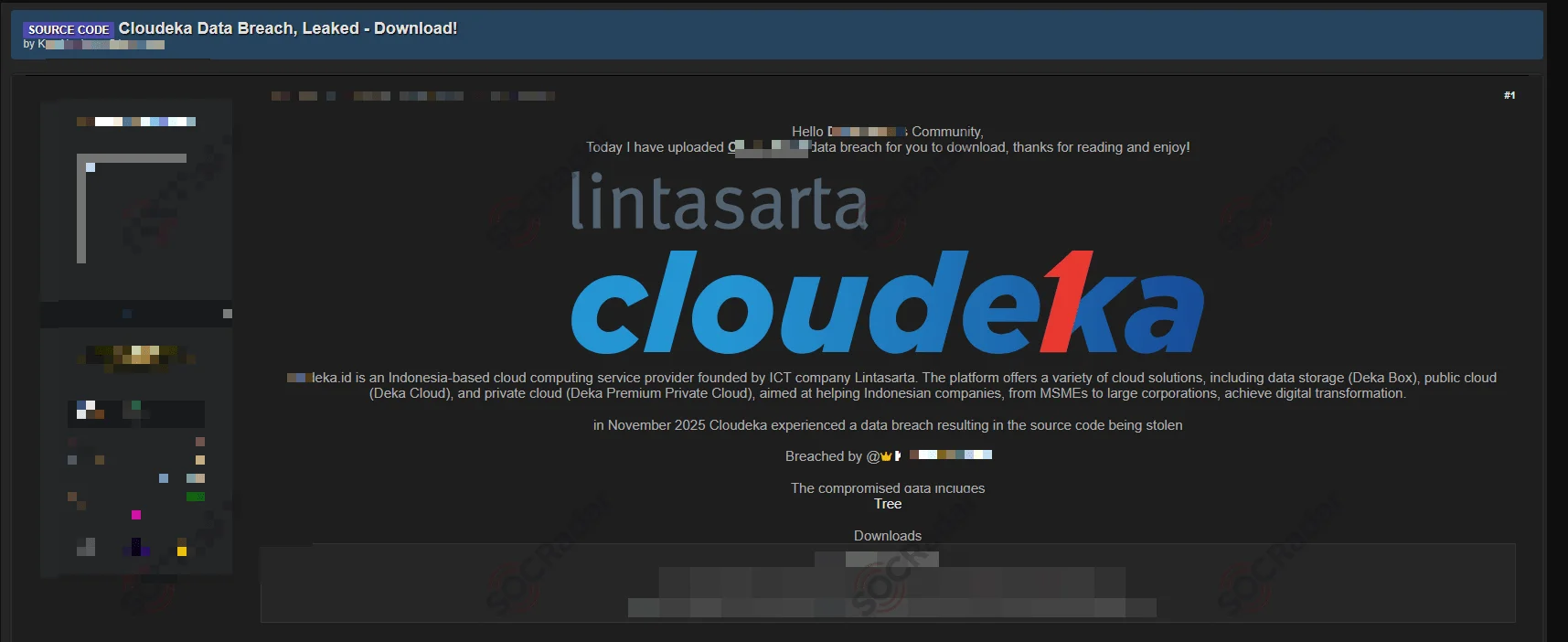 The Alleged Database of Cloudeka is Leaked