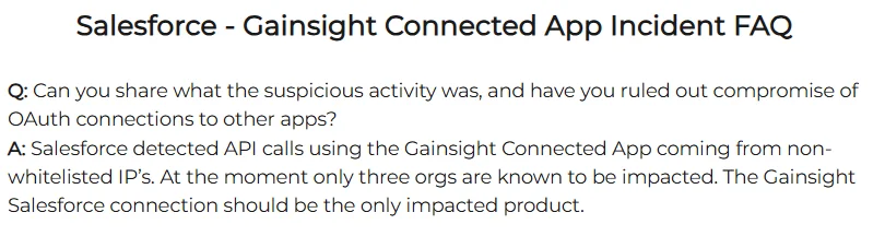 One of Gainsight's FAQ about the incident (Source)