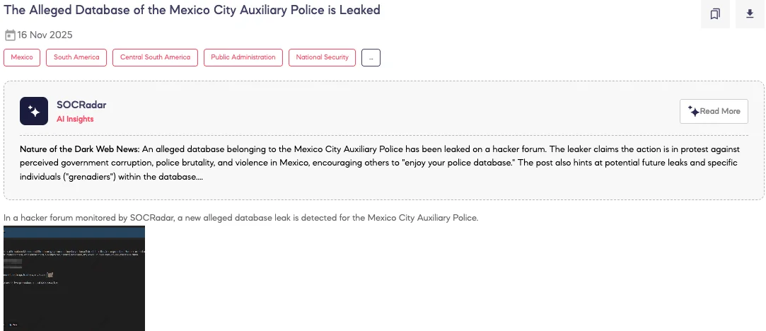 Alleged Database of the Mexico City Auxiliary Police is Leaked