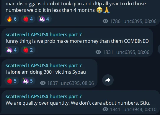 SLH is mocking other ransomware groups and mentioning a victim count.