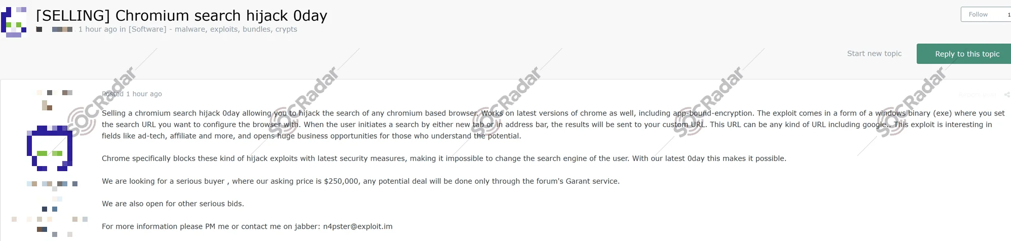 Alleged 0-Day Exploit Sale is Detected for Chromium