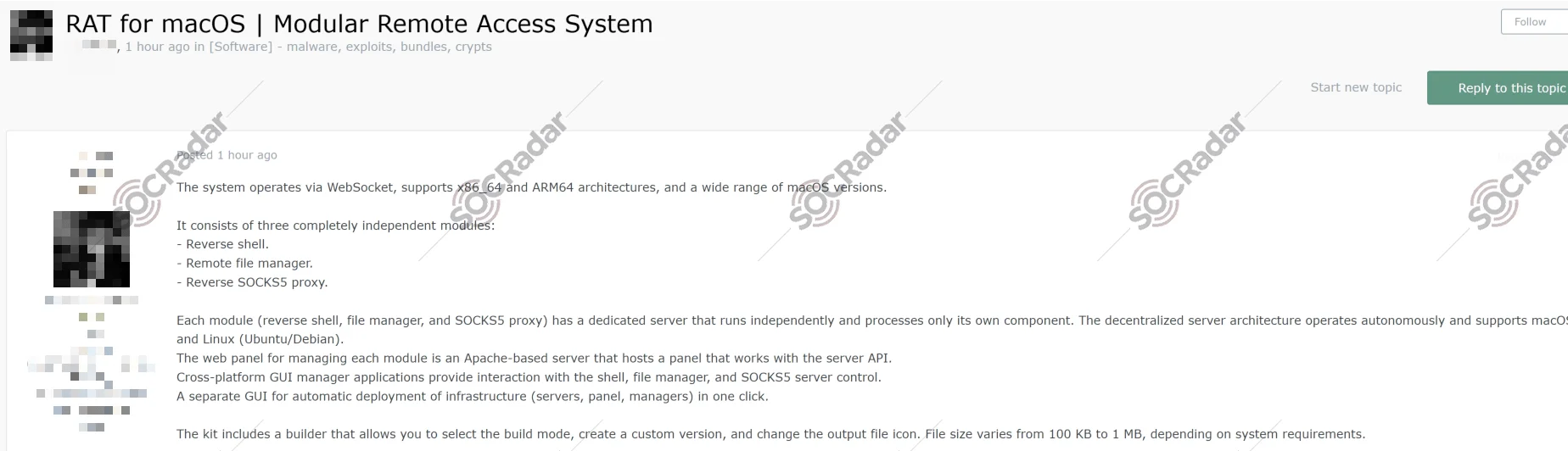 Alleged A New RAT Malware for macOS is on sale