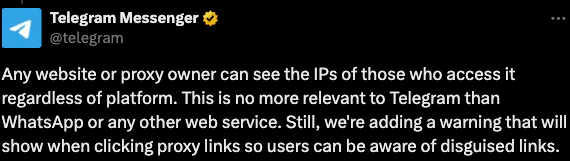 Telegram’s announcement