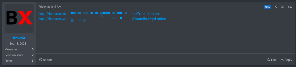 Dark Web Profile: BravoX Ransomware