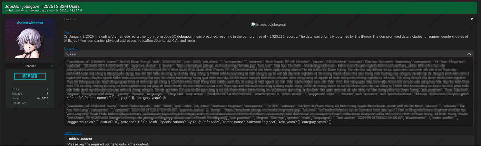 Alleged Database of JobsGo is Leaked