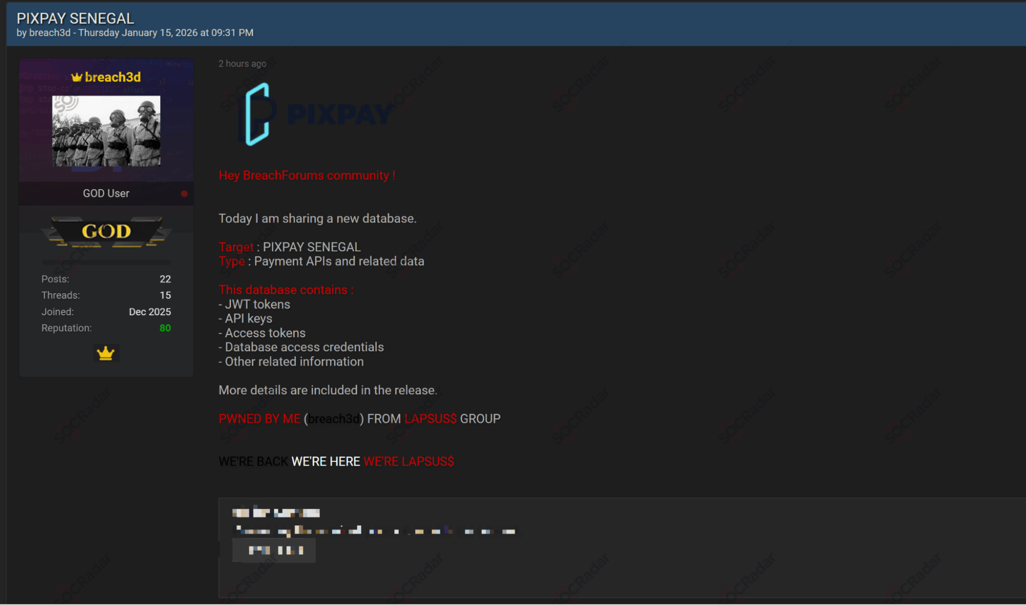 Alleged Database of PIXPAY is Leaked