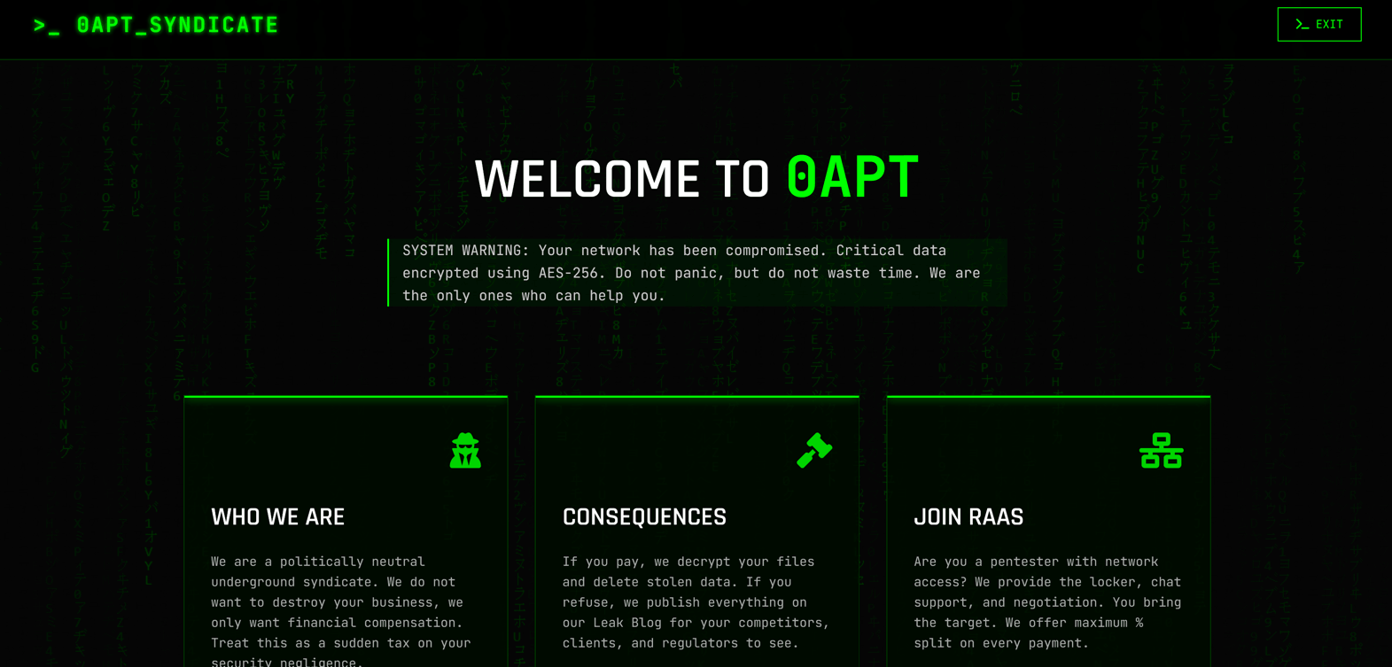 Dark Web Profile: 0APT Ransomware