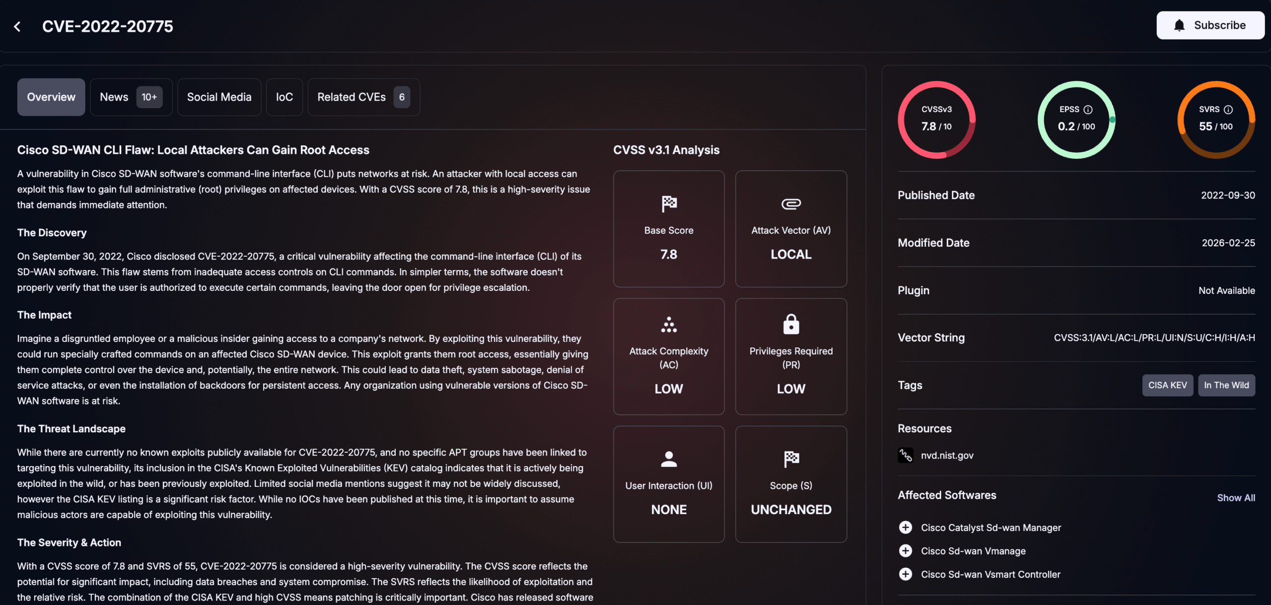 Details of CVE-2022-20775 (SOCRadar Vulnerability Intelligence)