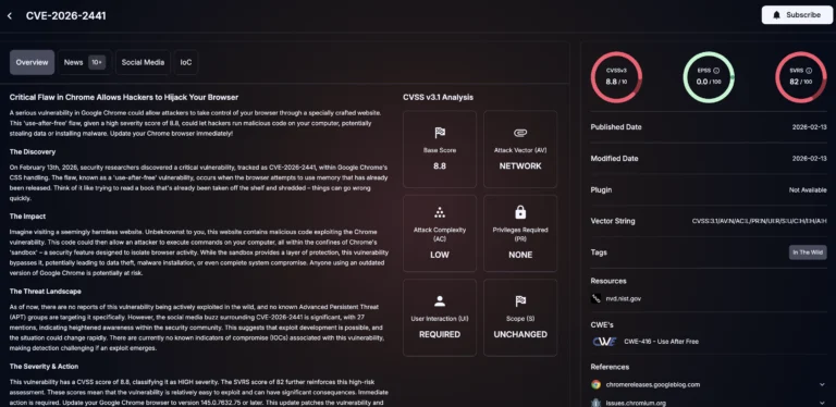 CVE-2026-2441: Chrome Zero-Day Enables In-Sandbox Code Execution
