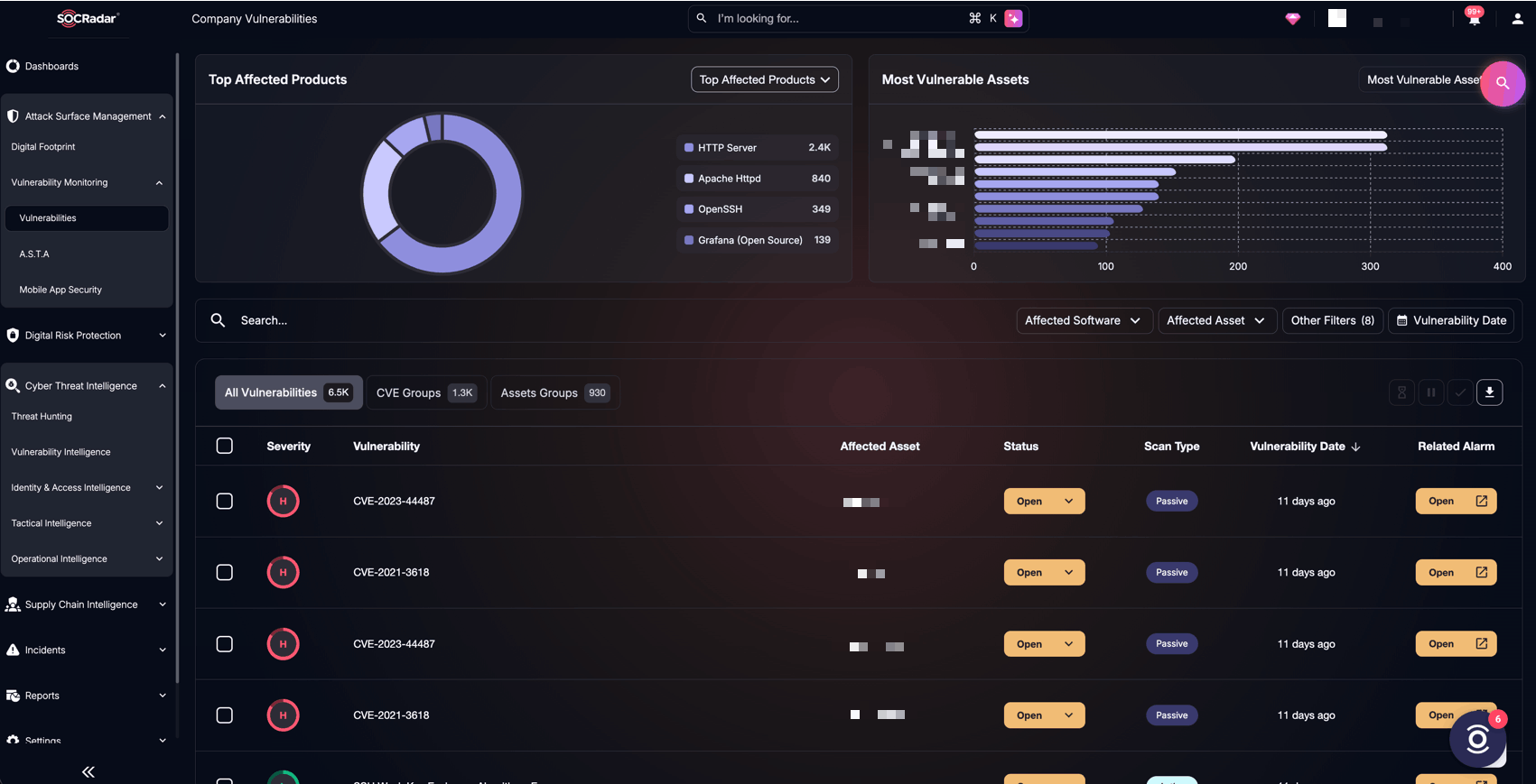 SOCRadar’s Attack Surface Management, Company Vulnerabilities