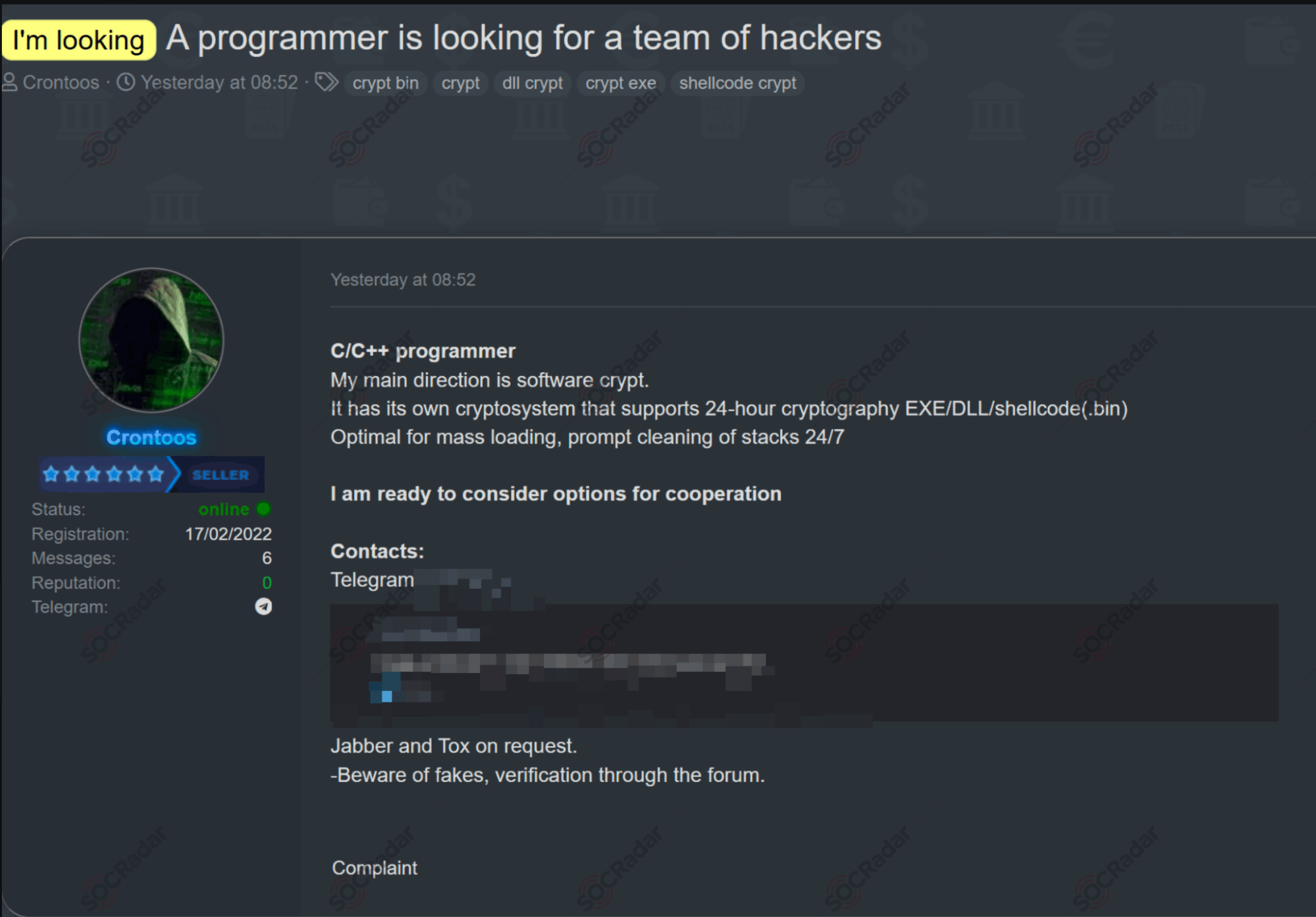 New Partnership Searching Post is Detected