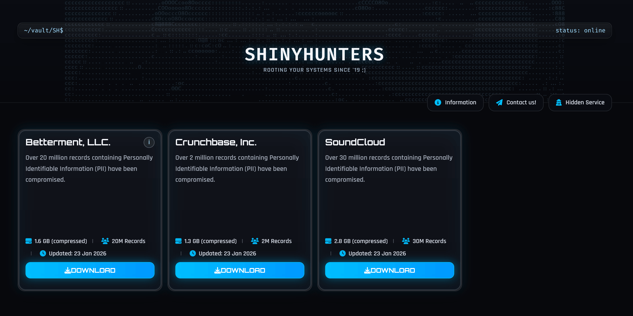 ShinyHunters’ data breach claims: Betterment, Crunchbase, SoundCloud