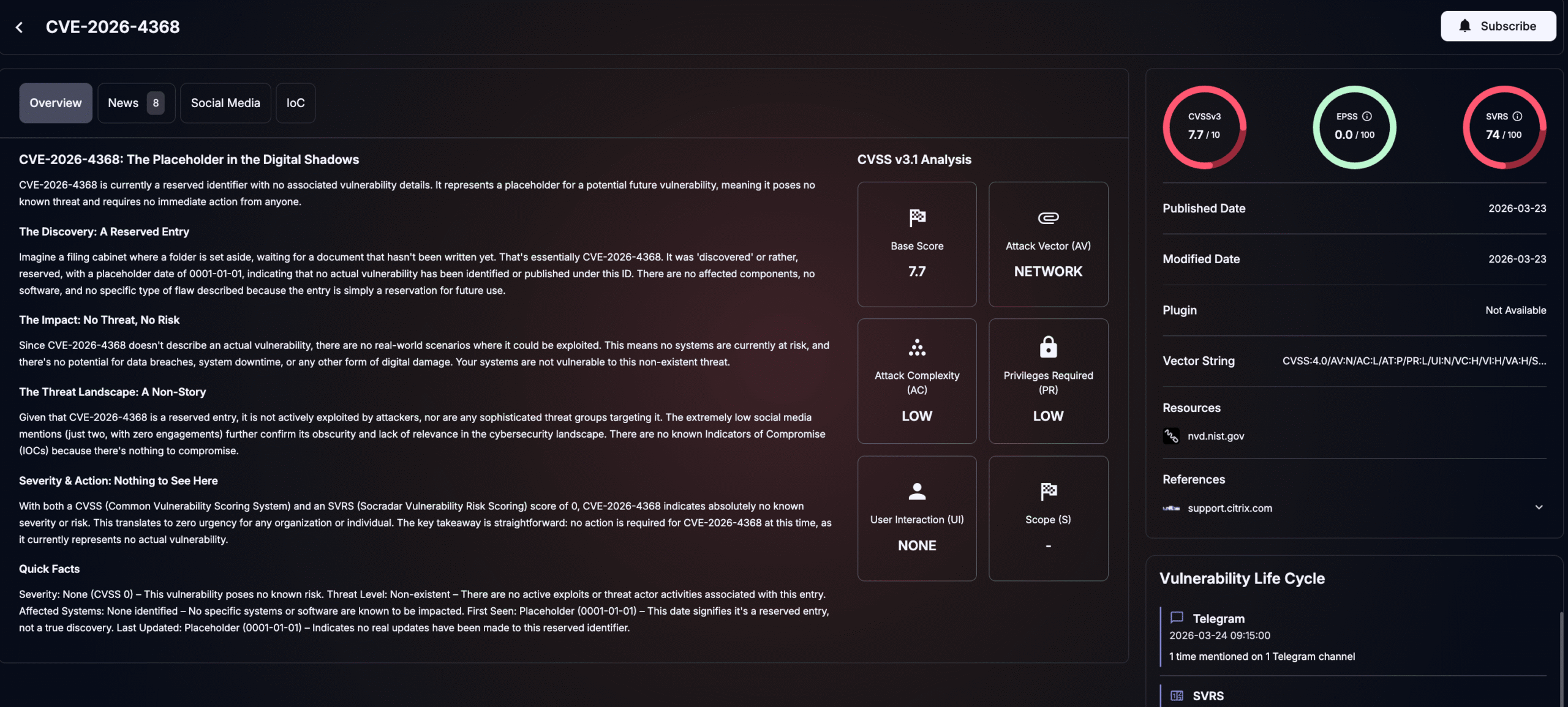 Details of CVE-2026-4368 (SOCRadar Vulnerability Intelligence